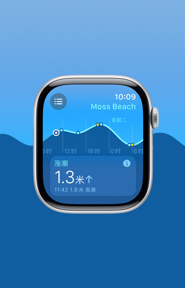 潮汐 app 显示全天的涨潮情况。