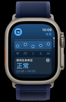 生命体征 app 显示某人的多项健康指标。