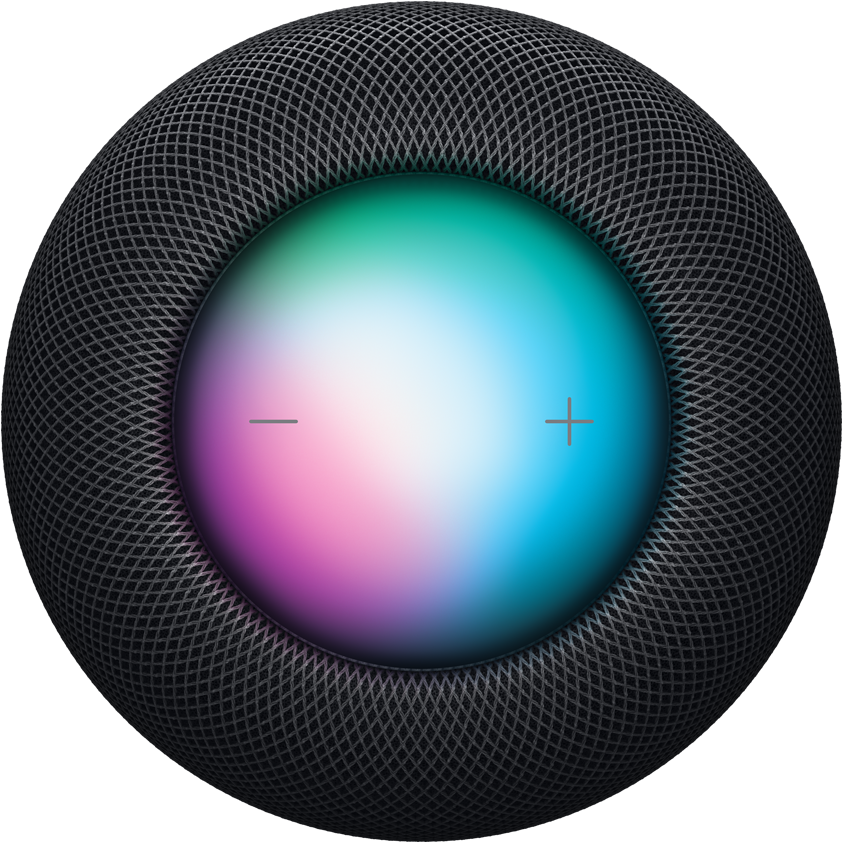 HomePod 俯视图，显示 Siri 已启动