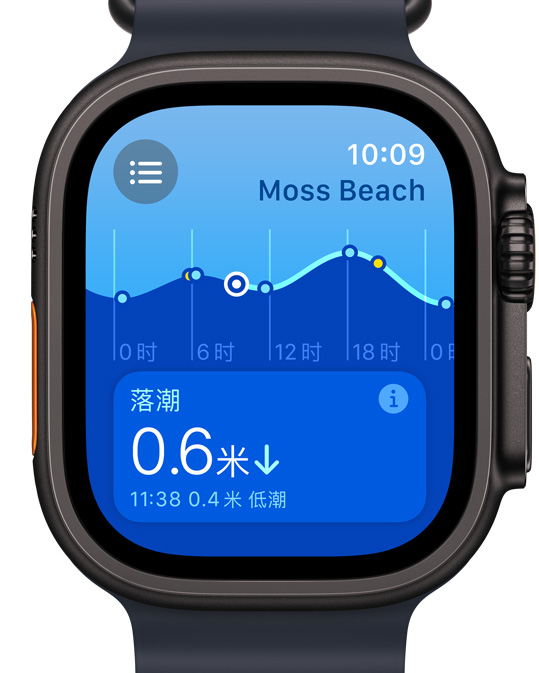 Apple Watch 屏幕显示新的潮汐 app